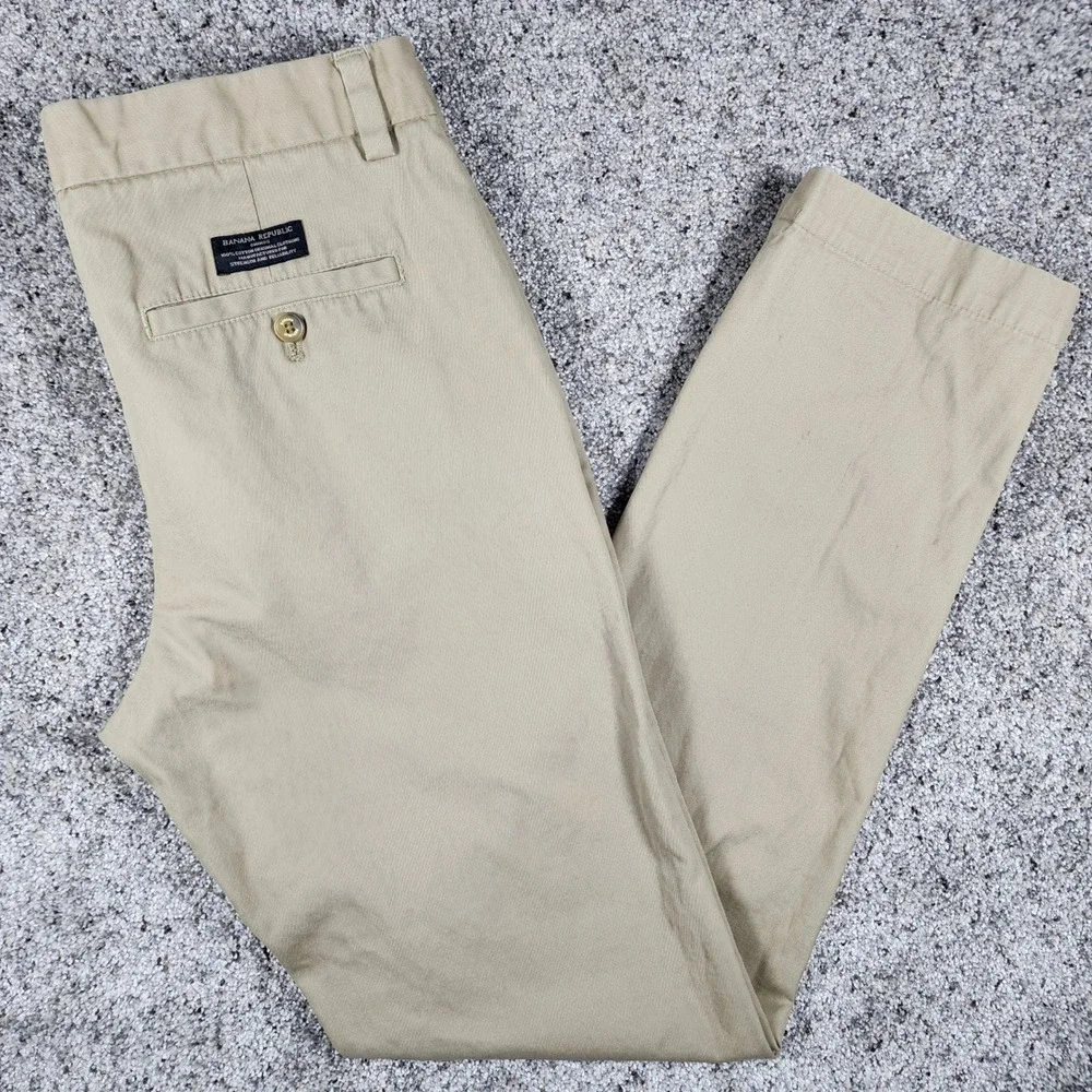 Banana Republic Aiden Chino Pants Mens 30x32 Tan Khaki Slim Fit Cotton Good